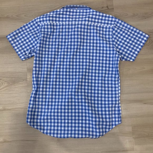 Robert Graham Men's Short Sleeve Large Button up shirt blue and white checkered - Picture 2 of 7